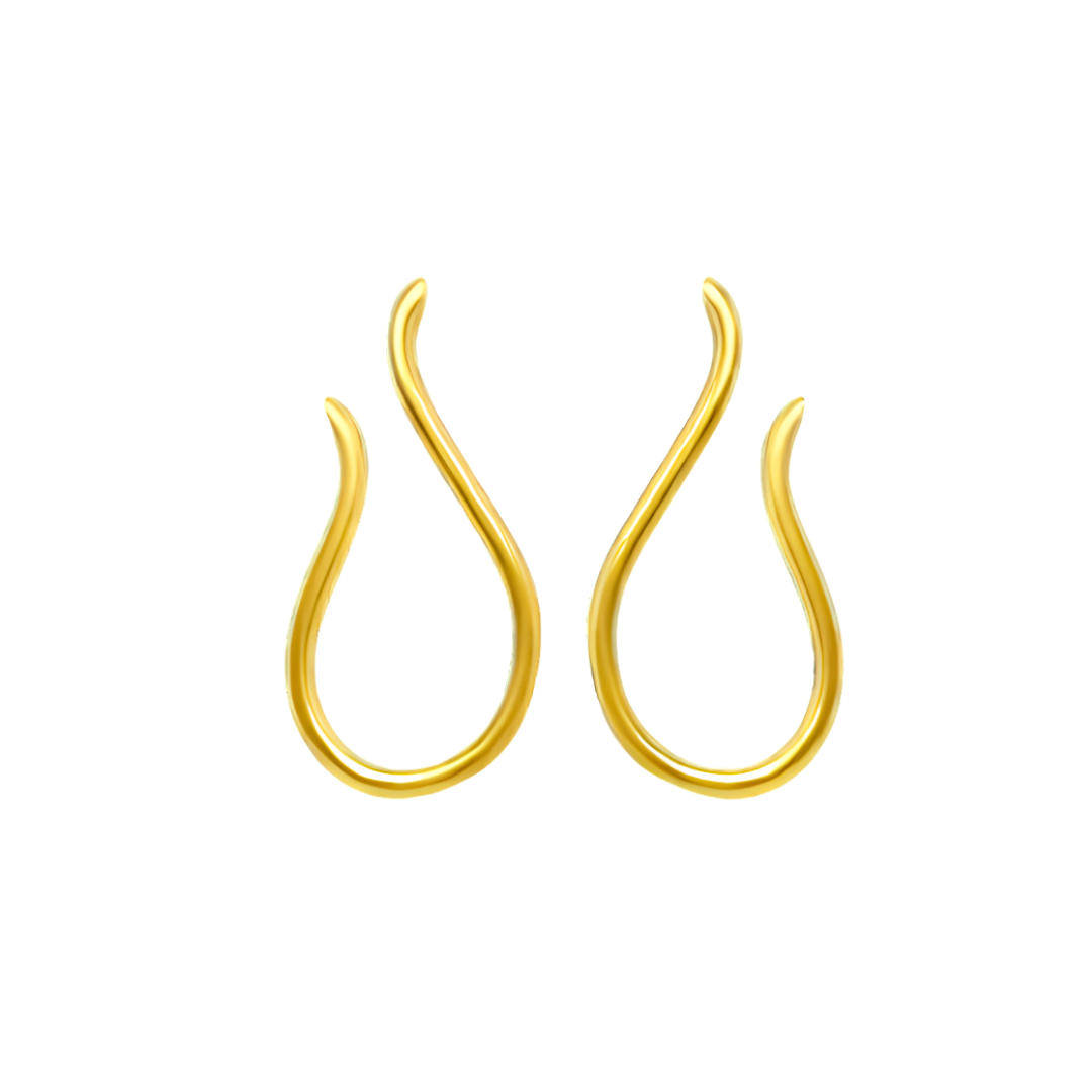 The Sea Honey Studs by Gallardo & Blaine Designs are gold plated silver earrings with an elegant teardrop shape, displayed on a plain white background.