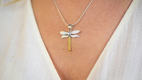 Wildlife Pendant - Large Dragonfly With Chain