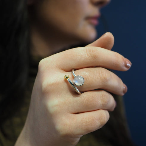 Honeysuckle Ring in Silver Gold & gemstones