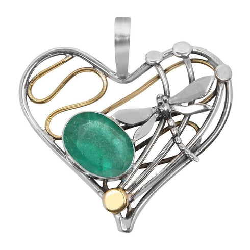 Heart Dragonfly Pendant Large in various gemstones