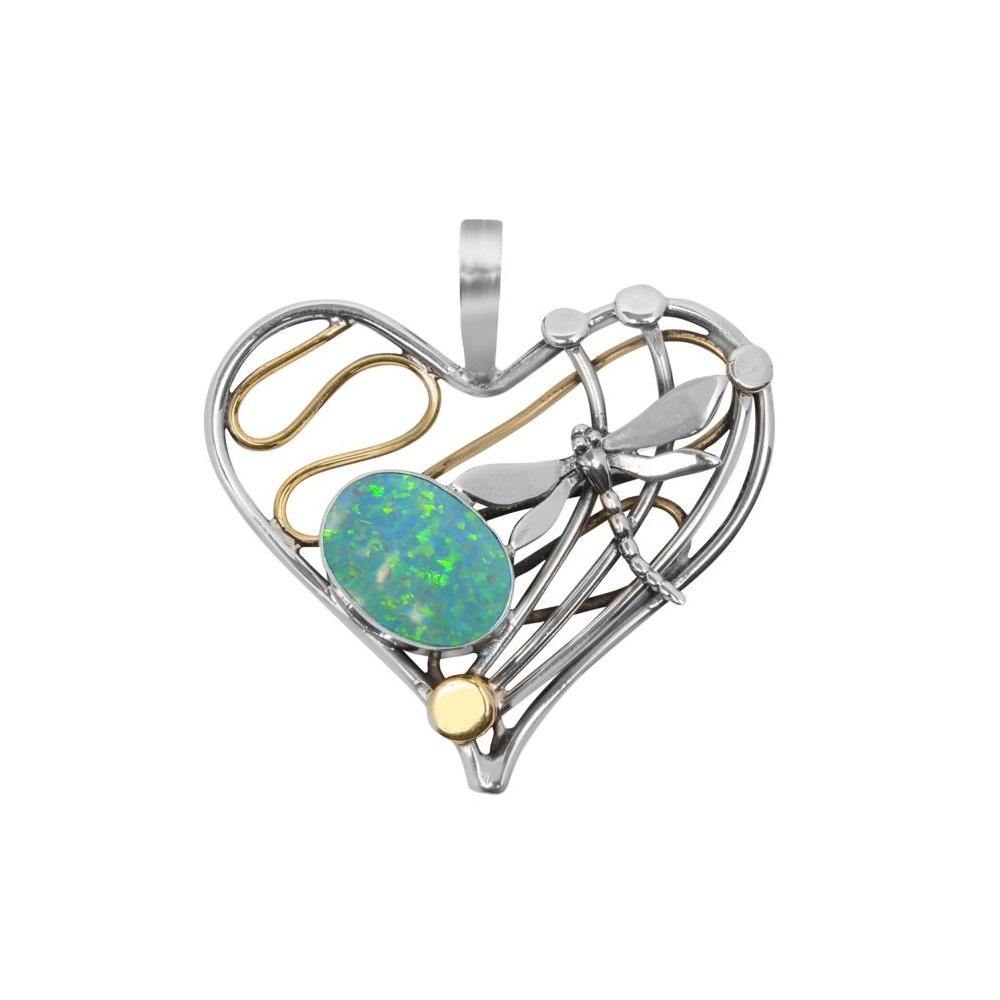 Heart Dragonfly Pendant Large in various gemstones - The Collective Dublin