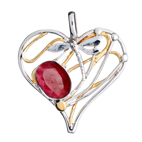Heart Dragonfly Pendant Large in various gemstones