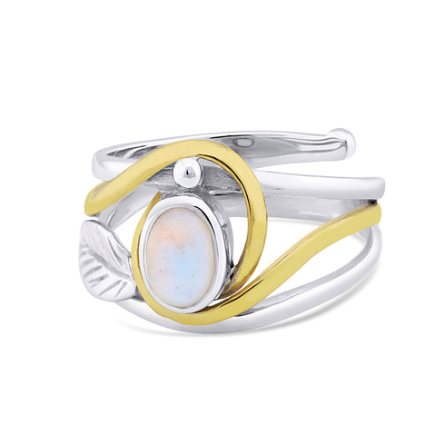 Leaf Ring in Silver Gold & various gemstones