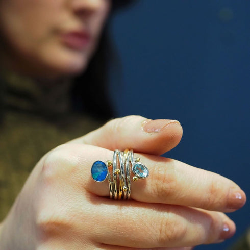 Snake Ring in Silver Gold & various gemstones