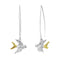 Wildlife Swallow Silver & Gold Open Hoop Earrings