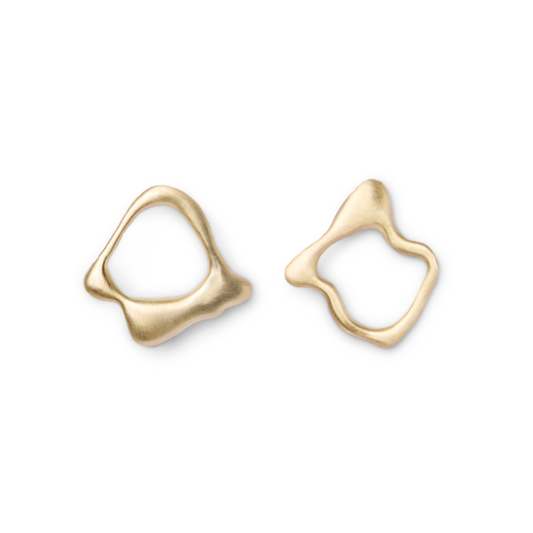 Asymmetrical Molten Studs in 9ct Gold