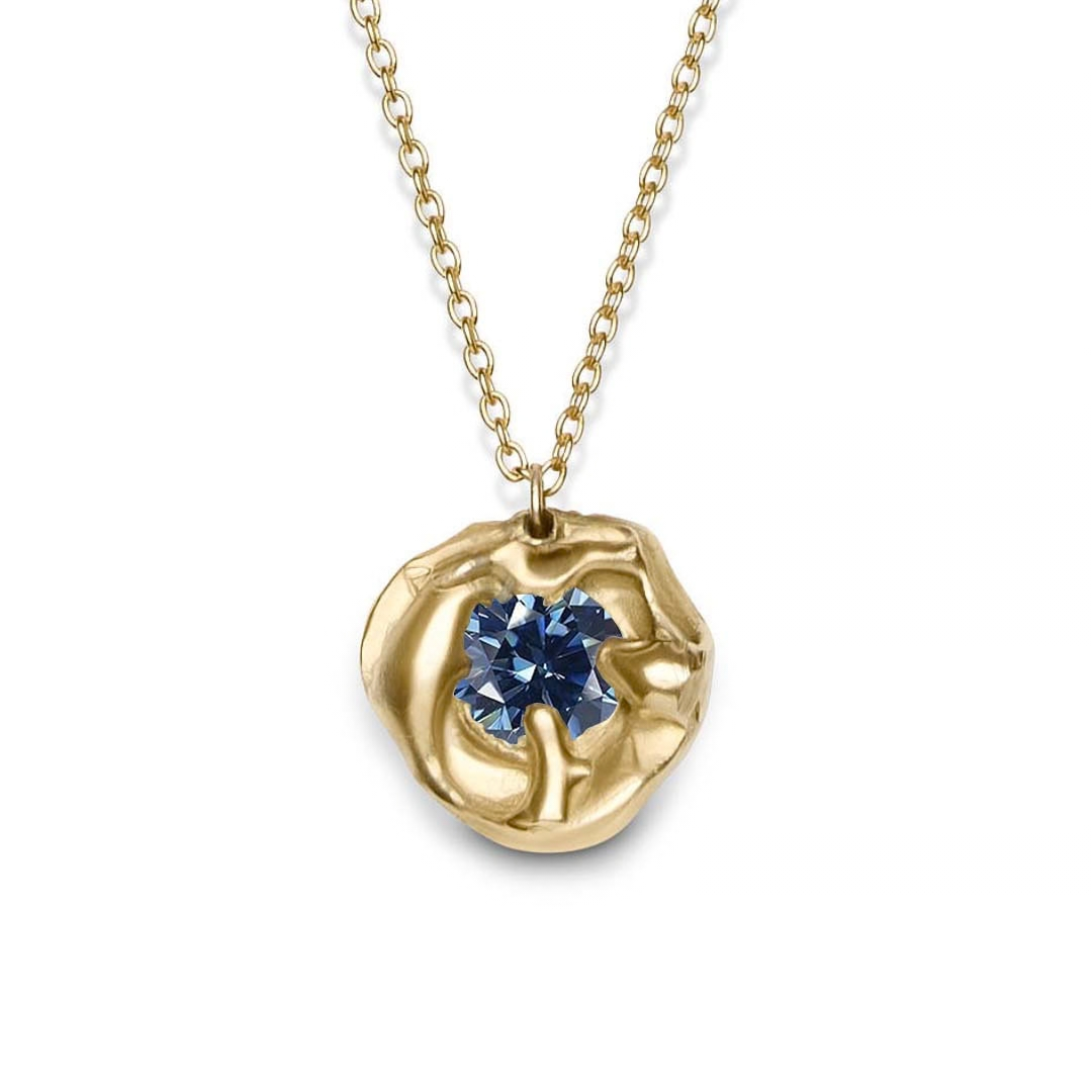 Molten Necklace with Moissanite in 9ct Gold