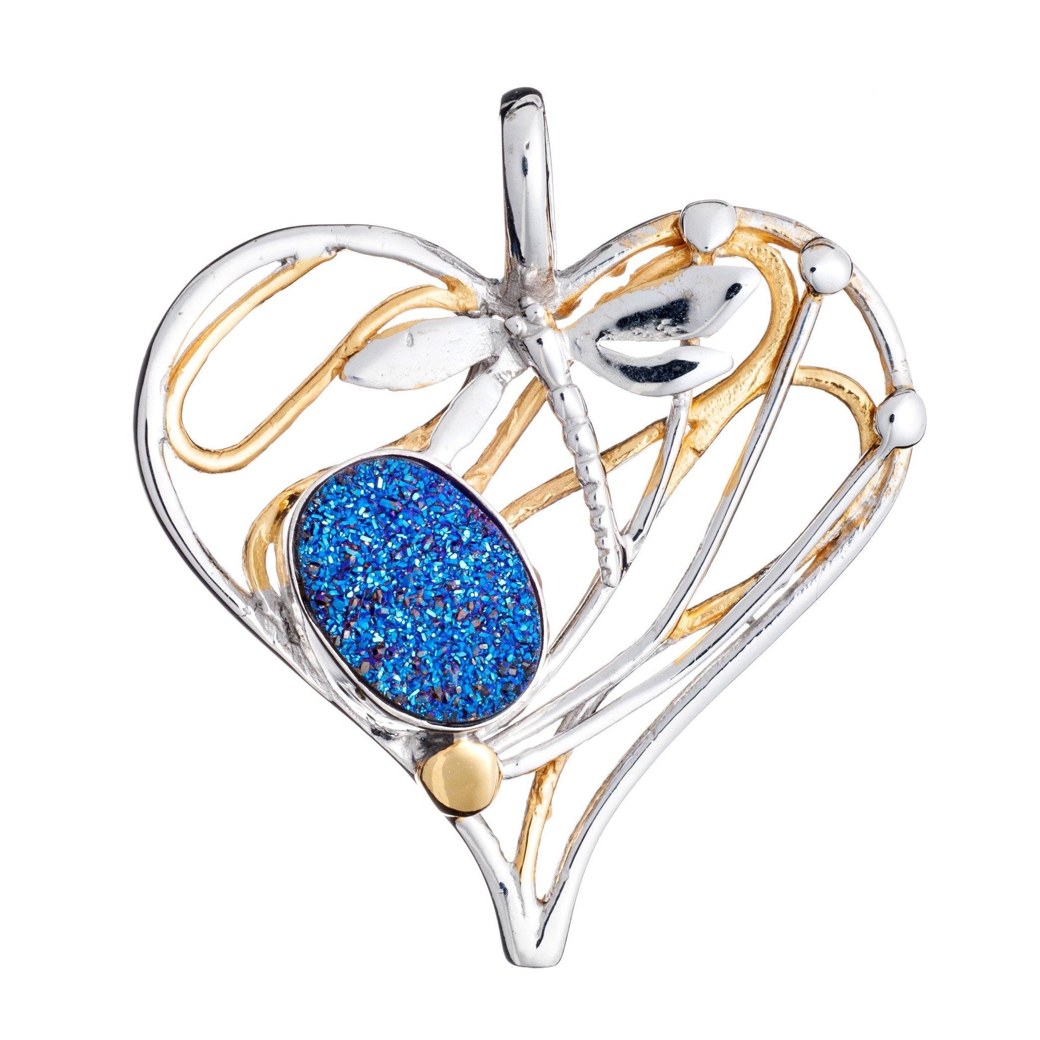 Heart Dragonfly Pendant Large in various gemstones - The Collective Dublin